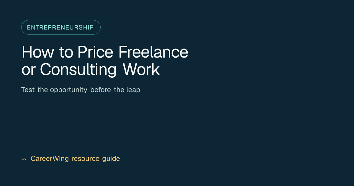 How to Price Freelance or Consulting Work — illustrated entrepreneurship guide from CareerWing