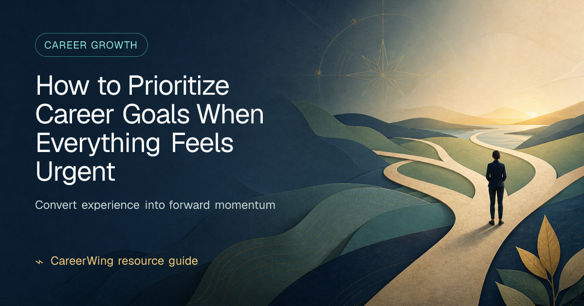 How to Prioritize Career Goals When Everything Feels Urgent — illustrated career growth guide from CareerWing