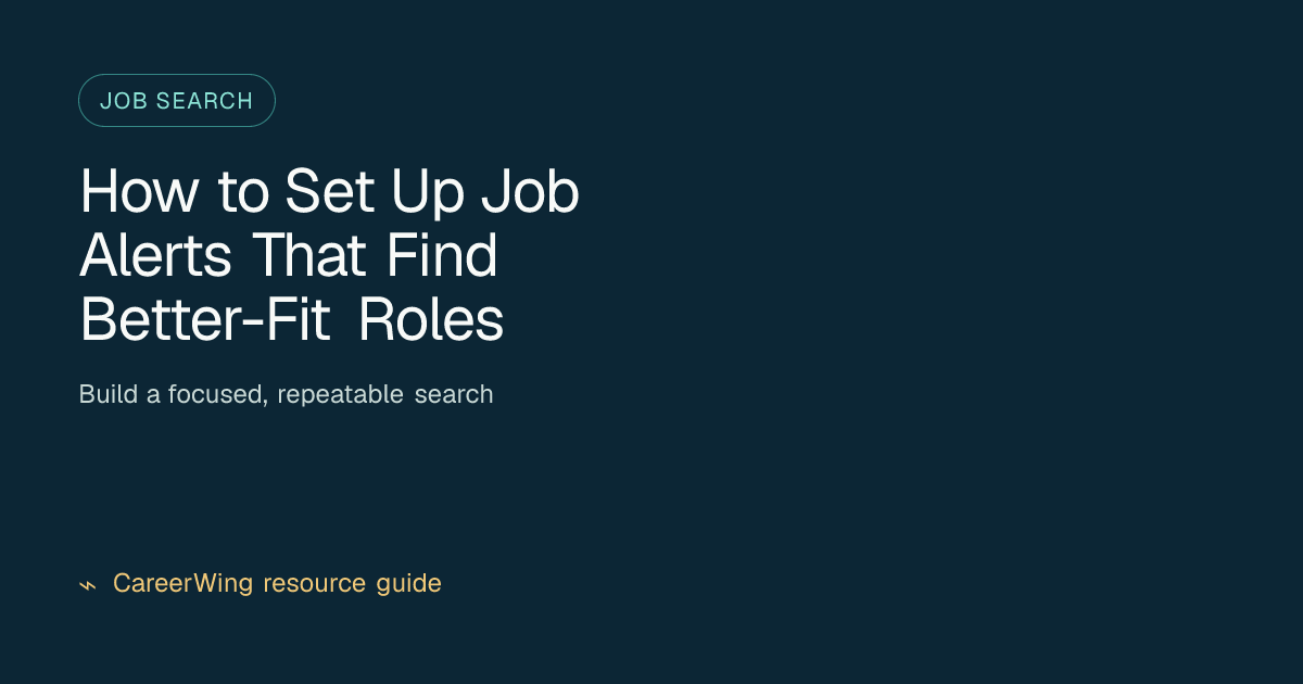 How to Set Up Job Alerts That Find Better-Fit Roles — illustrated job search guide from CareerWing