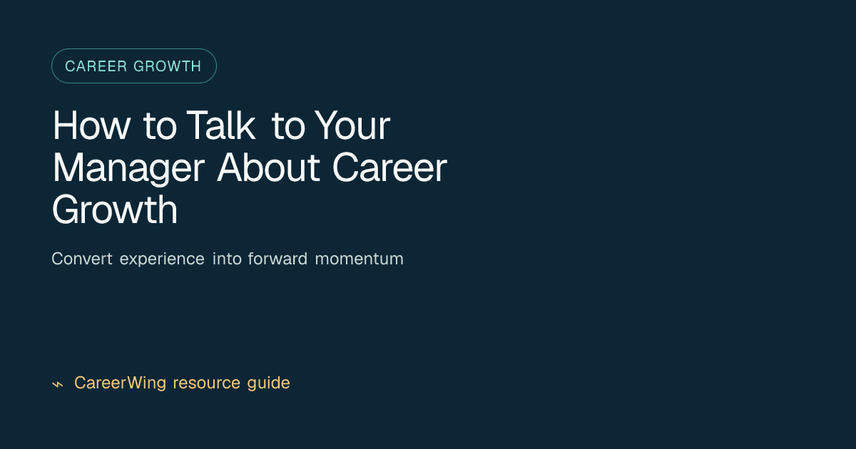 How to Talk to Your Manager About Career Growth — illustrated career growth guide from CareerWing