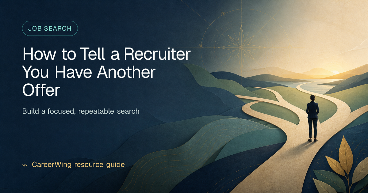 How to Tell a Recruiter You Have Another Offer — illustrated job search guide from CareerWing