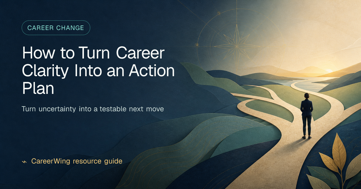 How to Turn Career Clarity Into an Action Plan — illustrated career change guide from CareerWing