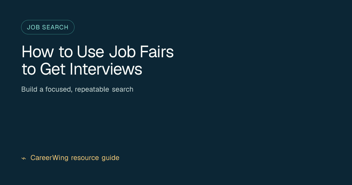 How to Use Job Fairs to Get Interviews — illustrated job search guide from CareerWing