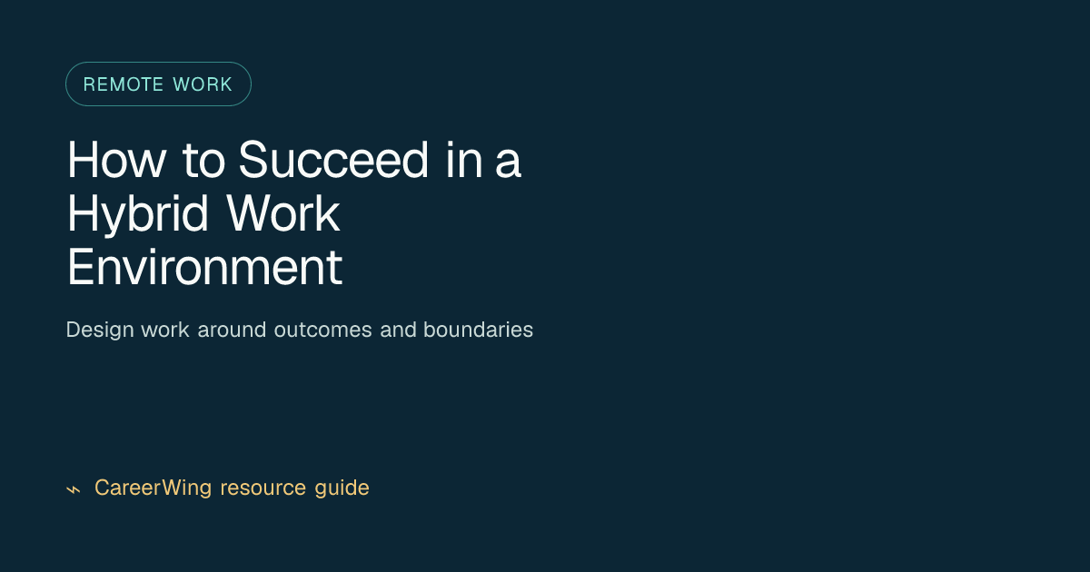 How to Succeed in a Hybrid Work Environment — illustrated remote work guide from CareerWing