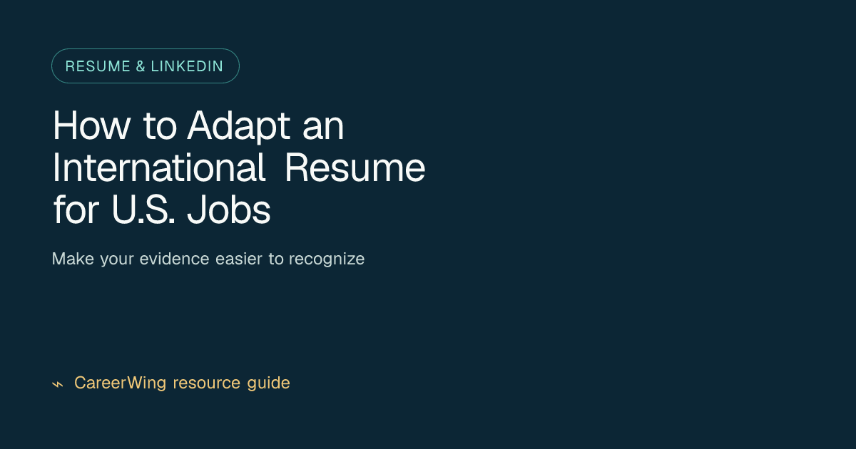 How to Adapt an International Resume for U.S. Jobs — illustrated resume & linkedin guide from CareerWing