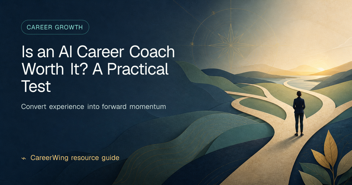 Is an AI Career Coach Worth It? A Practical Test — illustrated career growth guide from CareerWing