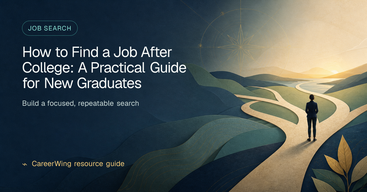 How to Find a Job After College: A Practical Guide for New Graduates — illustrated job search guide from CareerWing