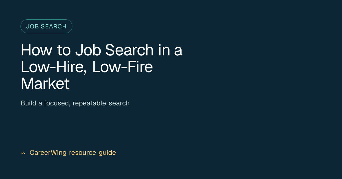 How to Job Search in a Low-Hire, Low-Fire Market — illustrated job search guide from CareerWing
