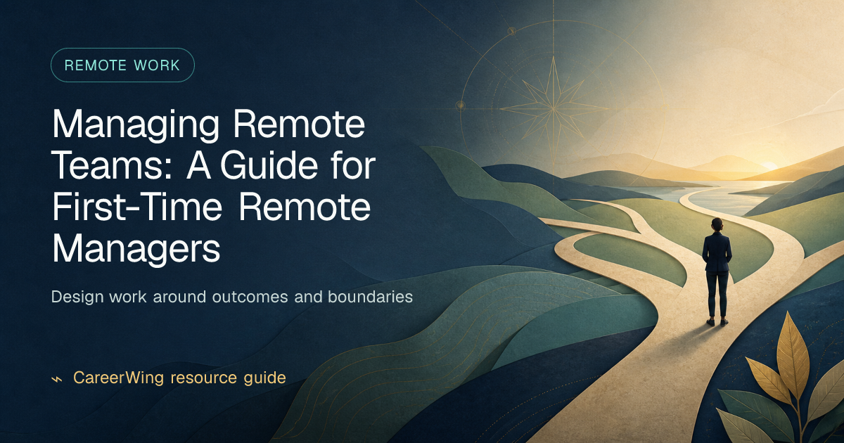 Managing Remote Teams: A Guide for First-Time Remote Managers — illustrated remote work guide from CareerWing