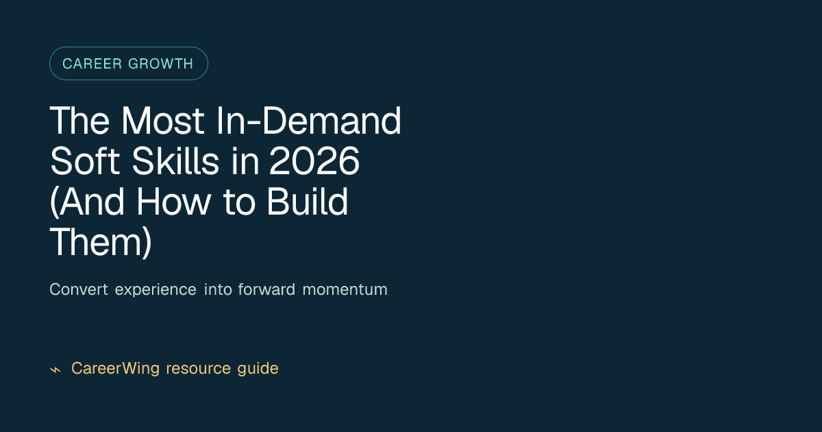 The Most In-Demand Soft Skills in 2026 (And How to Build Them) — illustrated career growth guide from CareerWing