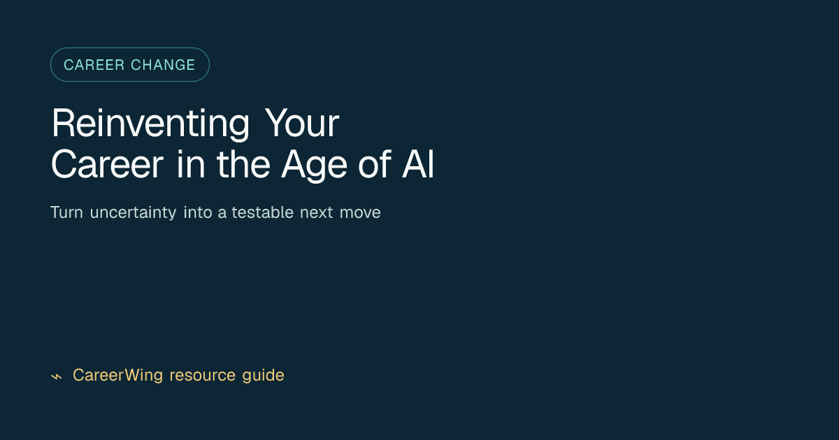 Reinventing Your Career in the Age of AI — illustrated career change guide from CareerWing