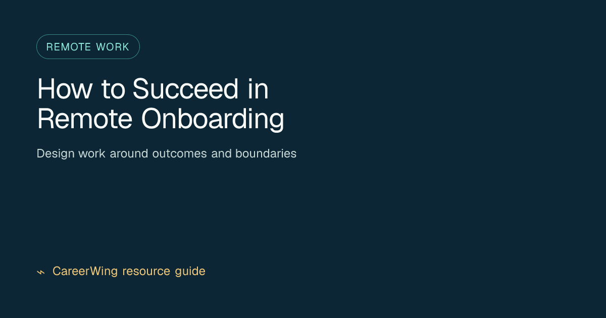 How to Succeed in Remote Onboarding — illustrated remote work guide from CareerWing