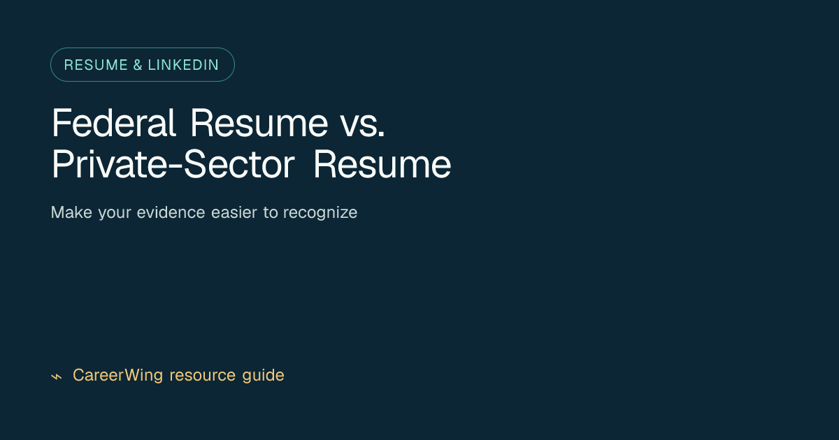 Federal Resume vs. Private-Sector Resume — illustrated resume & linkedin guide from CareerWing