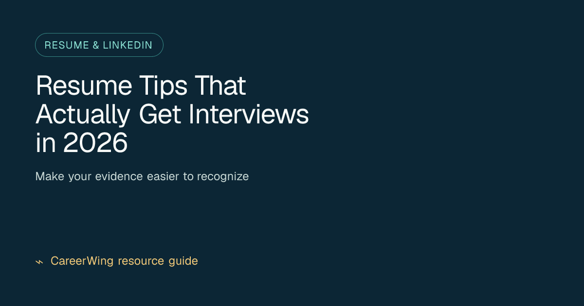 Resume Tips That Actually Get Interviews in 2026 — illustrated resume & linkedin guide from CareerWing
