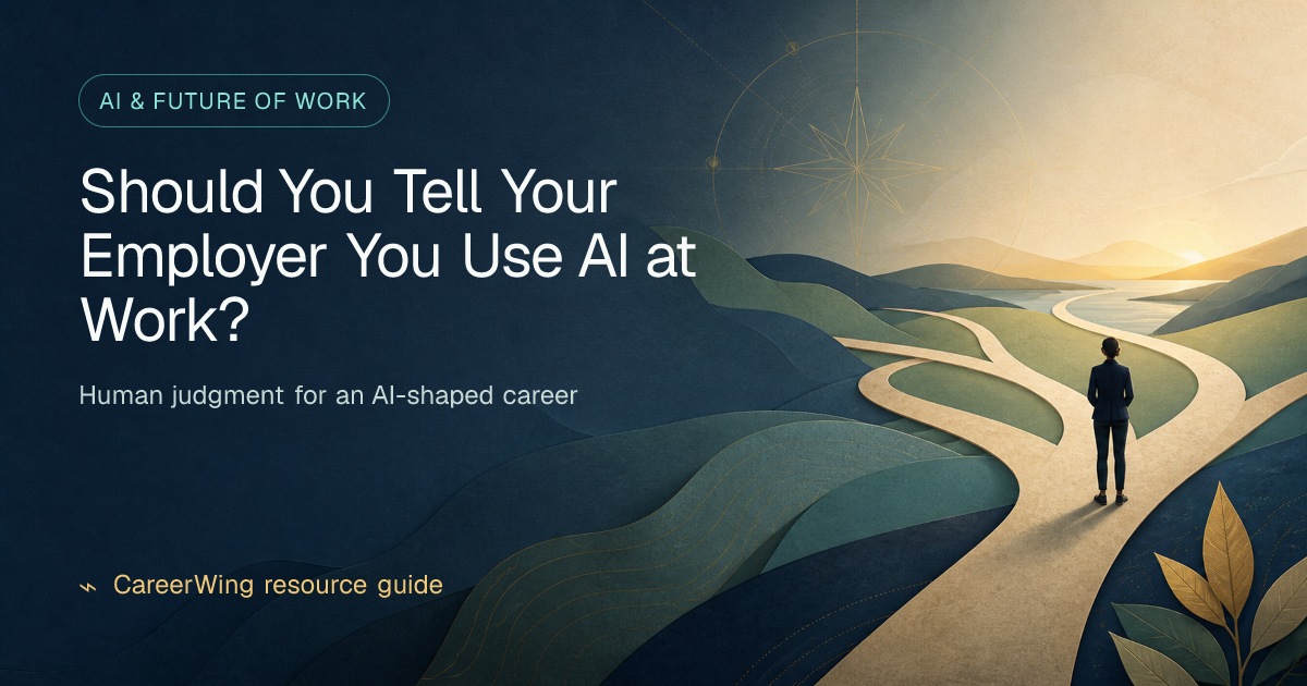 Should You Tell Your Employer You Use AI at Work? — illustrated ai & future of work guide from CareerWing