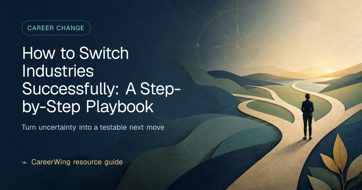 How to Switch Industries Successfully: A Step-by-Step Playbook — illustrated career change guide from CareerWing
