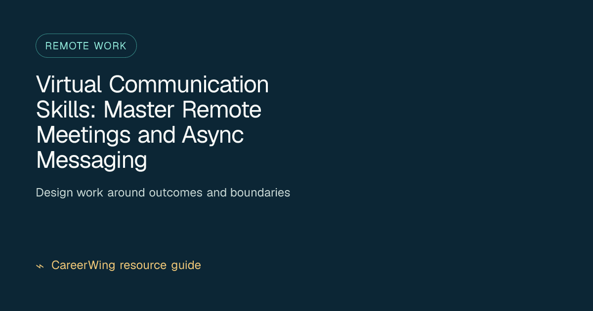 Virtual Communication Skills: Master Remote Meetings and Async Messaging — illustrated remote work guide from CareerWing
