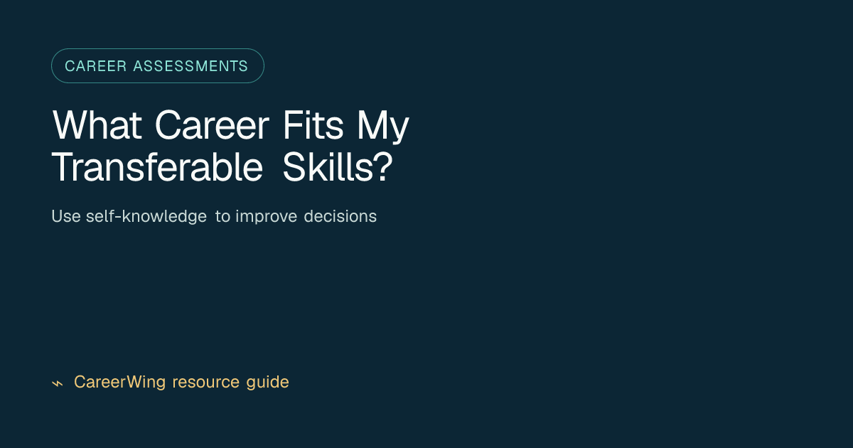 What Career Fits My Transferable Skills? — illustrated career assessments guide from CareerWing
