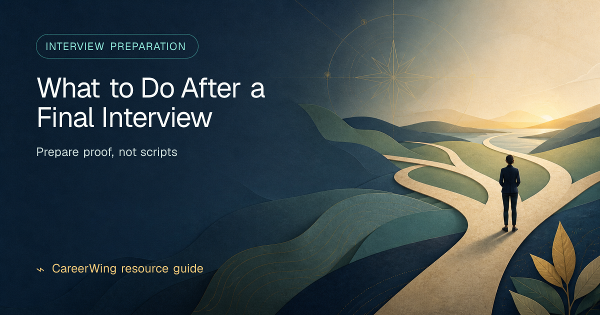What to Do After a Final Interview — illustrated interview preparation guide from CareerWing