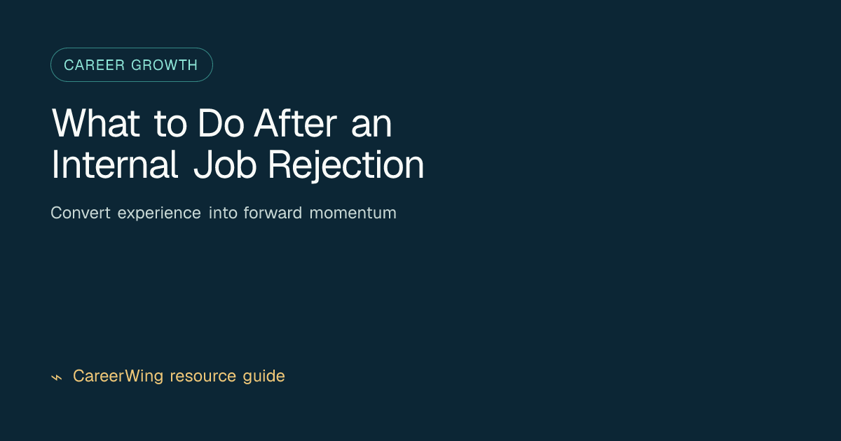 What to Do After an Internal Job Rejection — illustrated career growth guide from CareerWing
