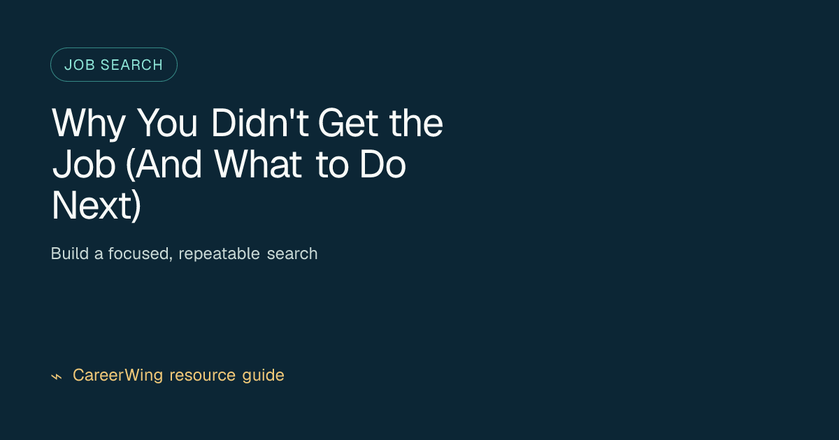 Why You Didn't Get the Job (And What to Do Next) — illustrated job search guide from CareerWing