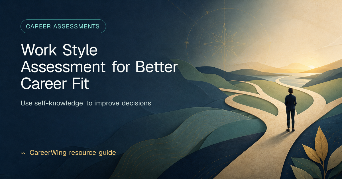 Work Style Assessment for Better Career Fit — illustrated career assessments guide from CareerWing
